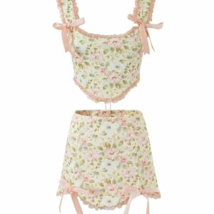 floral corset two-piece set