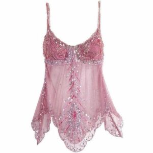 y2k pink glitter tank top